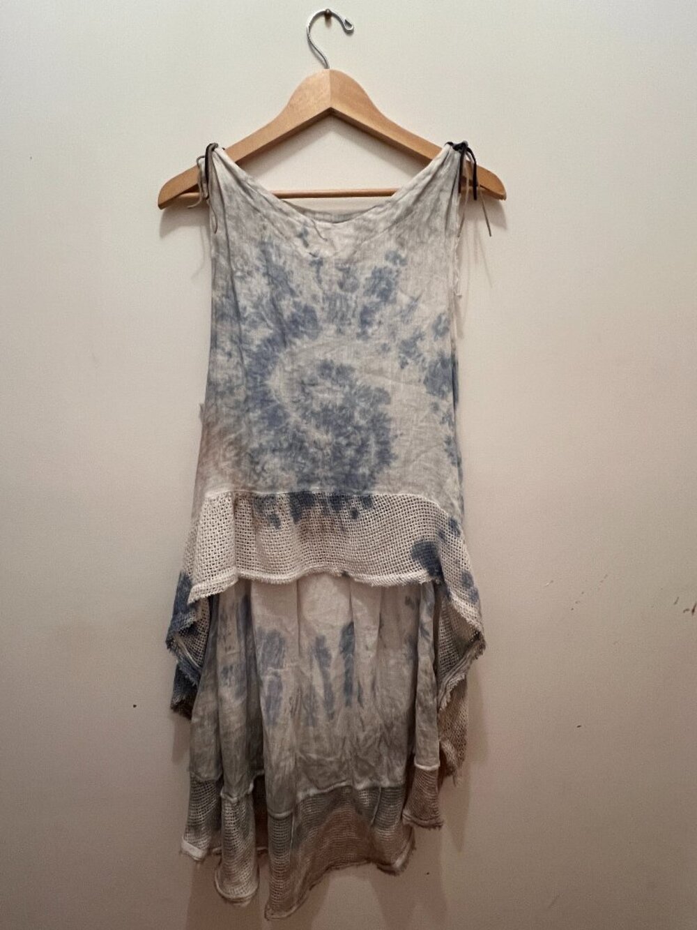 Belle France 100% Linen Tie Dye Boho High Low Tunic Top Made in Italy M